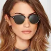 Sonnenbrille Runde Vintage Frau Mode Metall Halbrand Sonnenbrille Weiblich Bunte Spiegel Retro Shades Fahrer