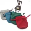 Bolsas de joias Li Velvet Gourd Saco Fita Cordão Anel Ear Studs Presente Semi Redondo Embrulhado Flanela 10 pçs/lote