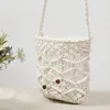 Evening Bags Summer Handmade Cotton Thread Bucket Bag Retro Braided Single Shoulder Crossbody Hollow Out Female Handbag Beach Women's