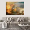 Zeilen Marine Canvas Art Het verbranden van de huizen Joseph William Turner schilderij handgemaakte zeegezicht Home Decor