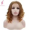 Hårstycken YiyaObess 16 -Ins Micro Lace Front Braid Short Blonde Black for Women Heat Motent Synthetic 230609