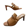 Leather buckle slippers top luxury designer sandals women's classic platform shoes sexy fashion high heels outdoor comfort beach shoes summer new casual shoes 36-42