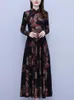 カジュアルドレス秋の冬の長袖イブニングドレス2023女性用ヴィンテージフロック