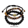 Bärade nya modesmycken 3 stycke/set Buddha Chakra Armband för kvinnor 6mm tigereye 8mm svart sten pärla charm yoga grossist dropp dhluf