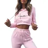 Dames Hoodies Dames Mode Trainingspak Lente Herfst Vrouw Sport Kit Cropped Homewear Casual Hooded Korte Tops Losse Lange Broek 2 STUKS