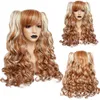 Hårstycken Anogol Multi Color Synthetic Cosplay Lolita 2 Tails Long Body Wave Pink Brown Red Black Blonde för Halloween Party 230609