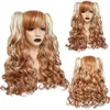 Pezzi di capelli ANOGOL Multi colore Sintetico Cosplay Lolita 2 code Lungo Body Wave Rosa Marrone Rosso Nero Biondo per Halloween Party 230609