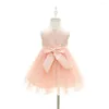 Abiti da ragazza Matrimoni rosa Flower Baby Dress 1 2 anni Compleanno Abiti formali 18 mesi Toddler Vestido RBF184006