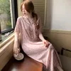 Dames Nachtkleding Dames Zijden Nachthemden Roze Luipaard Lang Eendelig Shirt Jurk Knoop Voor Nachtjapon Vrouw Thuis Kleding Drop