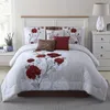 Bettwäsche-Sets Mainstays 7-teiliges Tröster-Set mit blauen Rosen, komplettes Queen-Size-Bett mit gesticktem Applikationsdetail 230609