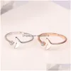 With Side Stones 925 Sterling Sier Fish Tail Ring Fashion Jewelry Cute Crystal Mermaid Rings Open Statement Antique For Women Drop De Dhbgo