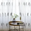 Curtain Embroidered Tulle Window Curtains Leaf Gauze Custom Finished Living Room White Yarn