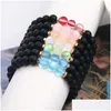 Perline 6Mm Fashion Design Crystal Glass Flash Stone Bead Bracciale per donna Uomo Colorf Natural Black Matte Agate Ethnic Drop Deliver Dhbxr