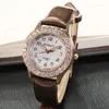 Armbandsur Womage Women Watches Casual Ladies Crystal Women's Quartz armbandsur läderband Montre Femme