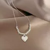 Chains 925 Sterling Silver Ball Necklace Sparkling Love Pendant Collar Chain Gift For Girlfriend Fashion Simple Jewelry Birthday