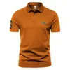 Polo Masculino Verão de Alta Qualidade Cor Pura Lapela Slim Street Manga Curta T-shirts para esportes ao ar livre Camisa POLO 230609