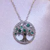 Hänge halsband Fashion Tree of Life Women Necklace Creative Purple Zircon Plant Mönster ihåliga runda smycken