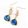 Dangle Chandelier Womens Fashion Crystal Earrings Rhinestone Blue/Pink Glass Black Copper Sweet Metal Ear For Girl Gift Wholesale Dhj7K