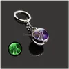 Nyckelringar Glöd i den mörka 12 Constellation stjärntecken Bild Double Side Cabochon Glass Ball Keychain smycken Födelsedagspresent Dro Dhszy