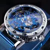 腕時計の栄光の透明ファッションダイヤモンドラミナスギアムーブメントロイヤルデザインメントップオスのメカニカルスケルトンリストウォッチ