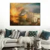 Zeilen Marine Canvas Art Het verbranden van de huizen Joseph William Turner schilderij handgemaakte zeegezicht Home Decor