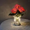 Dekorativa blommor LED -simulering Rose Night Light Stepless Dimning Laddningsbara bordslampor för heminredning