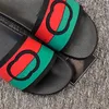 2024 Luxury Interlocking G Slippers Men Women Red Green Stripes Flat Rubber White Footbed Leather Web Slides Bloom Beach Sandals Size 35-45