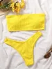 Damenbadebekleidung Bandeau Bikini 2023 Badeanzug Frauen Solid zwei Stücke sexy gerippte Biquini Set Beachwear-Badentum vom Schulterschwimmanzug