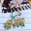 Chains Style Court Turquoise Necklace Silver Needle Earrings Hypoallergenic Jewelry Women Banquet Dress Accessories