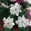 Kwiaty dekoracyjne 5pcs 14 cm brokat sztuczny świąteczne Święta Bożego Narodzenia Dekoracja drzew domowe Fałszywe ozdoby