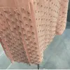 Abiti casual in chiffon rosa fasciatura collo con fiocco sciolto in rilievo diamante pieghettato midi donna autunno estate abiti eleganti