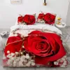 Bedding sets Luxury Sets 3D Plant Flower Rose Duvet Quilt Cover Set Red Comforter Bed Linens Pillowcase Valentine's Day Home Texitle 230609