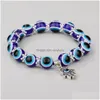 Corrente Peru Olhos Azuis Malignos Pulseiras com Contas Hamsa Mão Charme Pulseira Elástica Bangles Atacado Jóias Drop Delivery Dhbz9