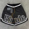 Shorts masculinos de alta qualidade Rhude Morant combinando shorts de basquete de malha de rua americana soltos casuais para homens