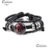 Chain New Fashion Braided Leather Bracelet Bangles 12 Constellations Bracelets Men Casual Personality Zodiac Signs Jewelry Accessory Dh8Am