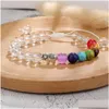 Cuentas 7 Chakra Pulsera de cuentas Cuentas de piedra natural Yoga Aleación Metal Sier Plateado Elefante Pulseras con dijes Amistad Joyería Gota Deliv Dh3Yg