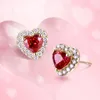 Kolczyki stadnorskie Bling Crystal Heart for Women Romantyczne wielokolorowe Birthstone Cyrron Wedding Uard Ear Accessories Prezenty