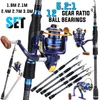 Rod Reel Combo Sougayilang 1.8m 2,1 m 2,4 m ultralätt kolfiber spinnning och 12 1BB 5.2 1 Fiske snurrande 230609