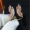 3 colors Angel wings ring Real Silver Color AAAAA Cz Engagement Wedding Band Rings for women Bridal Fashion Party Jewelry