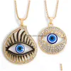 Pendentif Colliers Turquie Evil Blue Eye Collier Chandail Chaîne Bijoux Cristal Main De Fatima Pour Les Femmes Drop Delivery Pendentifs Dhm4T