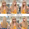 Blonde légère longue perruque synthétique droite Cosplay Hair Wig With Bangs Party Daily Heat résistant à Womenfactory Direct