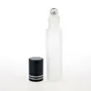 100Pieces/Lot 10ML Travel Frosting Glass Roll on Perfume Bottle For Essential Oils Empty Parfum Containers With Steel Beads Slats