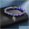 Chaîne 8Mm Turquie Evil Blue Eyes Perles Bracelets Hamsa Main Charme Bracelet Hommes Femmes Mode Bijoux Amitié Drop Delivery Dhz2W