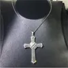 Vecalon Vintage Long Cross Wiselant 925 SREBRING SREBRE CZ Stone Wedding Duże Krzyż Naszyjnik dla kobiet Mężczyzn Partia Biżuteria