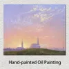 Romantic Landscape Canvas Art Sunset Behind Dresdens Hofkirche by Caspar David Friedrich Painting Handmade Exquisite Wall Decor