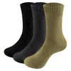 Sports Socks YUEDGE Mens Merino Wool Plain Mid Calf Crew Thick Thermal Warm For Men Size 37-46 3Pairs/Pack