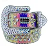 Andra modetillbehör män kvinnor bb simon designer bälte retro nålspänne bälten 20 färg kristall diamant