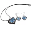 Collier boucles d'oreilles ensemble 6 Stet bijoux femmes fête collier/boucles d'oreilles goutte d'eau verre au chalumeau Murano en forme de coeur bleu sable