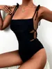 Kvinnors badkläder 2023 Kvinnor Swimsuit One Piece High Cut Monokini Solid Woman Bodysuit Summer Bathing Suit Female Mujer Bikini XL