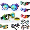 Solglasögon som säljer kalejdoskop Rainbow Glasses Crystal Lenses Män Kvinnor Rivet Steampunk Goggles Cosplay Vintage Gothic Eyewear 230609